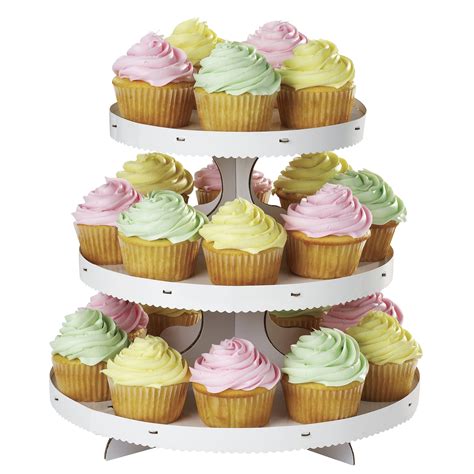 White and silver leaf 3 tiered cupcake stand. . Tiered cupcake stands